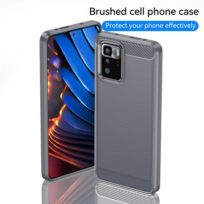 1.8mm Brushed Carbon Fiber Texture TPU Back Case Soft Mobile Phone Cover for Xiaomi Redmi Note 10 Pro 5G (China)/Poco X3 GT