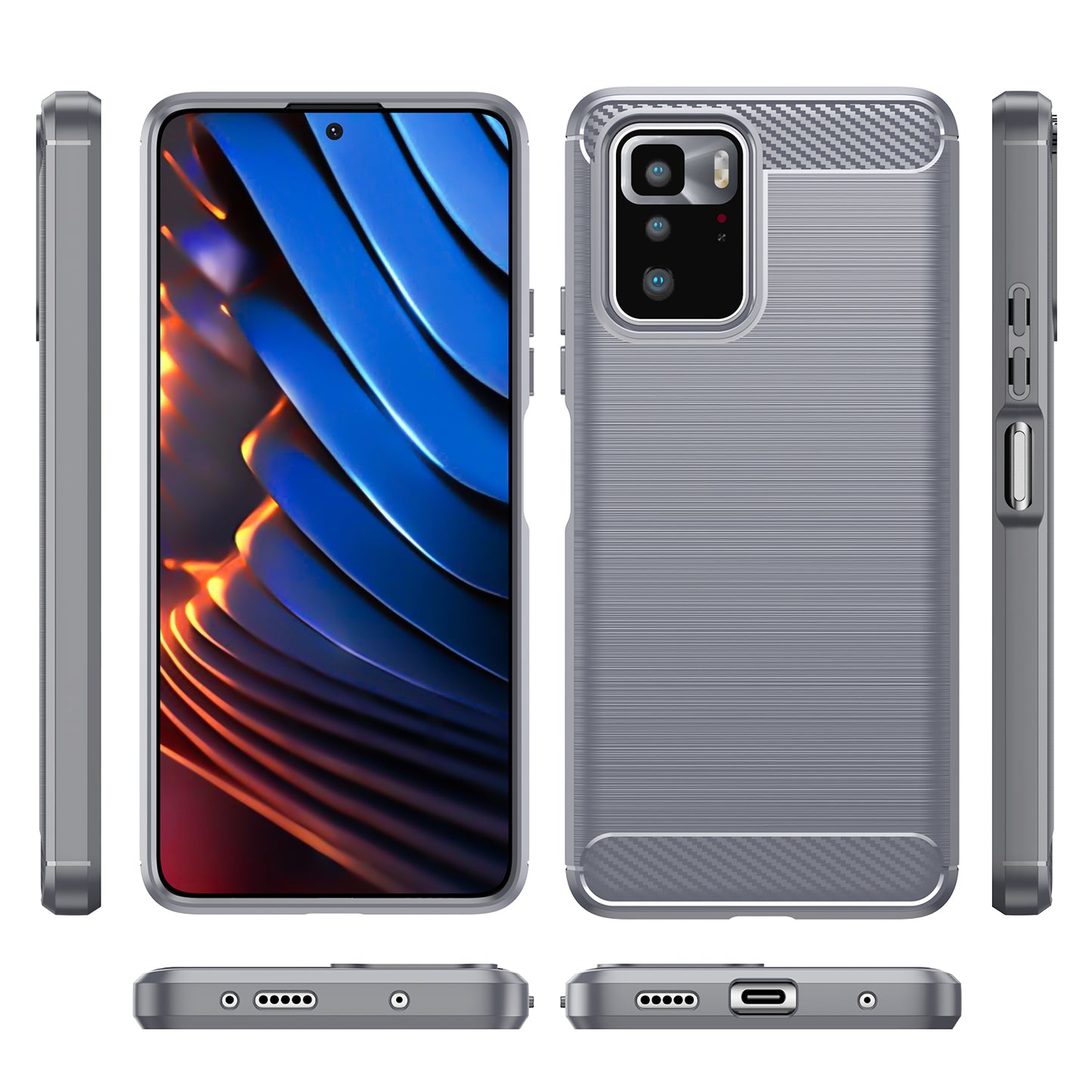 1.8mm Brushed Carbon Fiber Texture TPU Back Case Soft Mobile Phone Cover for Xiaomi Redmi Note 10 Pro 5G (China)/Poco X3 GT