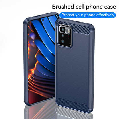 1.8mm Brushed Carbon Fiber Texture TPU Back Case Soft Mobile Phone Cover for Xiaomi Redmi Note 10 Pro 5G (China)/Poco X3 GT