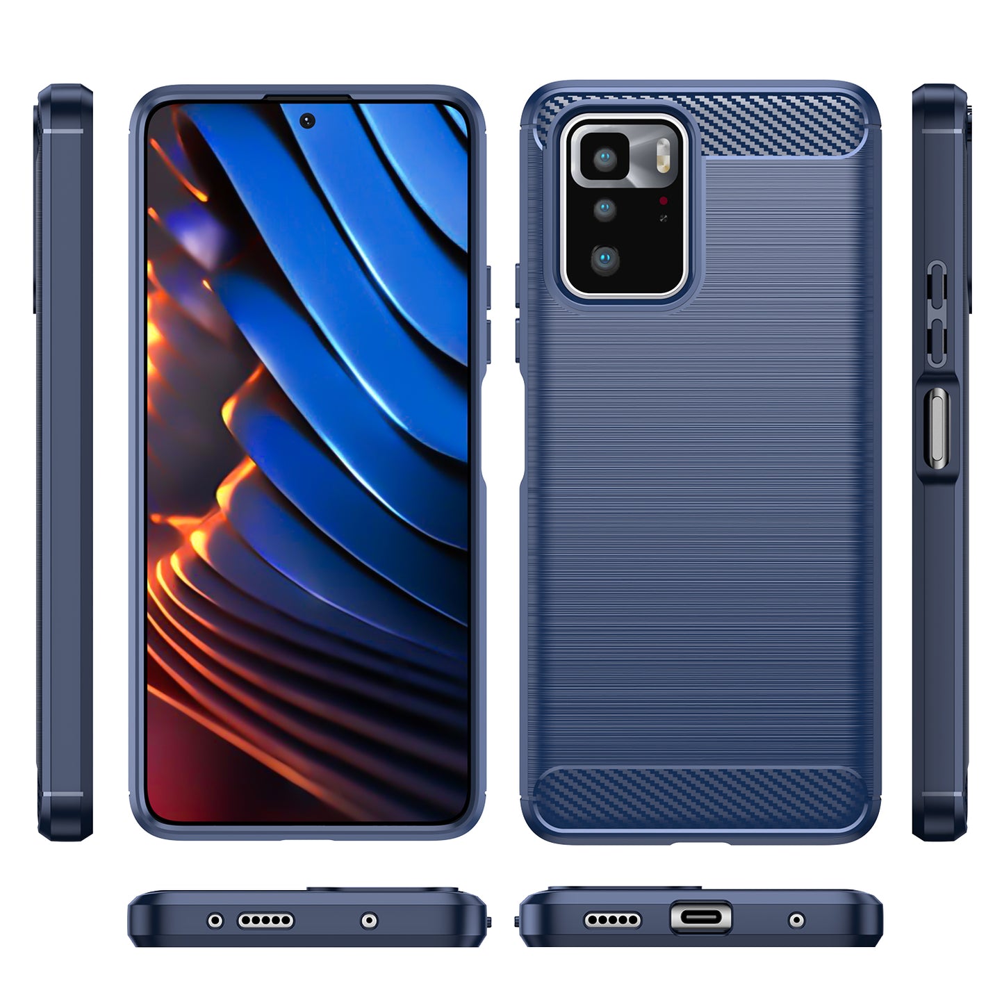 1.8mm Brushed Carbon Fiber Texture TPU Back Case Soft Mobile Phone Cover for Xiaomi Redmi Note 10 Pro 5G (China)/Poco X3 GT