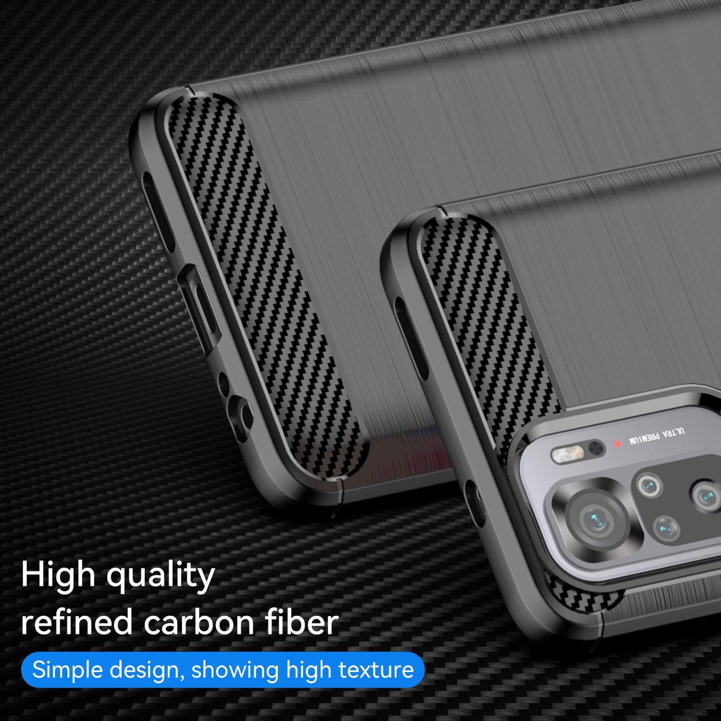 1.8mm All-round Shockproof Brushed Carbon Fiber Texture TPU Back Case Mobile Phone Cover for Xiaomi Poco M5s 4G / Redmi Note 10 4G / Redmi Note 10S 4G