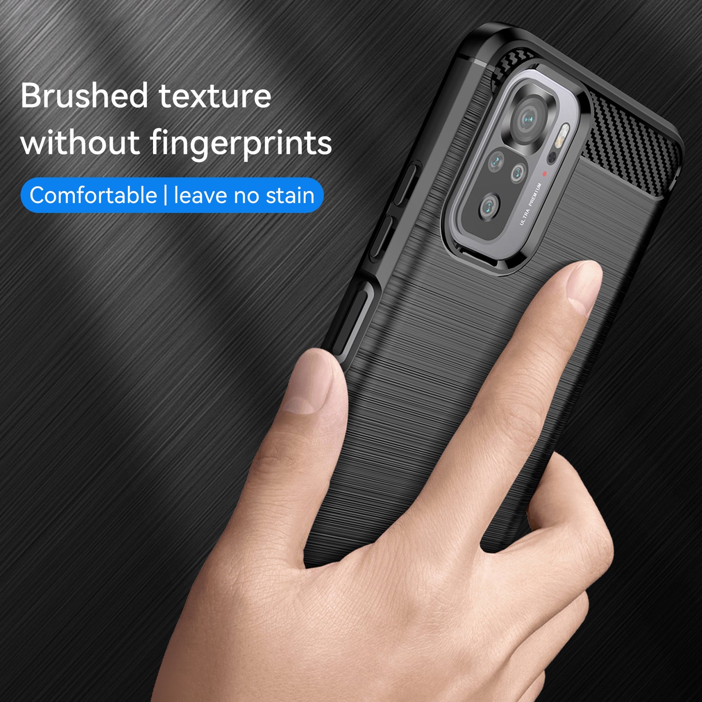 1.8mm All-round Shockproof Brushed Carbon Fiber Texture TPU Back Case Mobile Phone Cover for Xiaomi Poco M5s 4G / Redmi Note 10 4G / Redmi Note 10S 4G