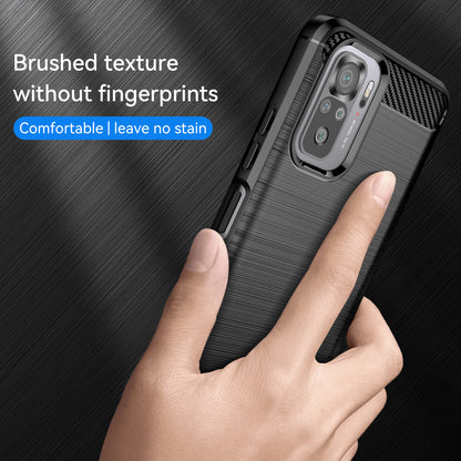 1.8mm All-round Shockproof Brushed Carbon Fiber Texture TPU Back Case Mobile Phone Cover for Xiaomi Poco M5s 4G / Redmi Note 10 4G / Redmi Note 10S 4G