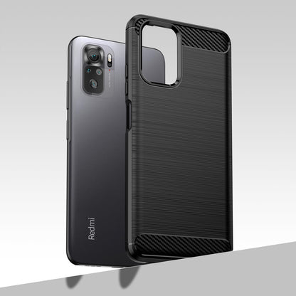 1.8mm All-round Shockproof Brushed Carbon Fiber Texture TPU Back Case Mobile Phone Cover for Xiaomi Poco M5s 4G / Redmi Note 10 4G / Redmi Note 10S 4G