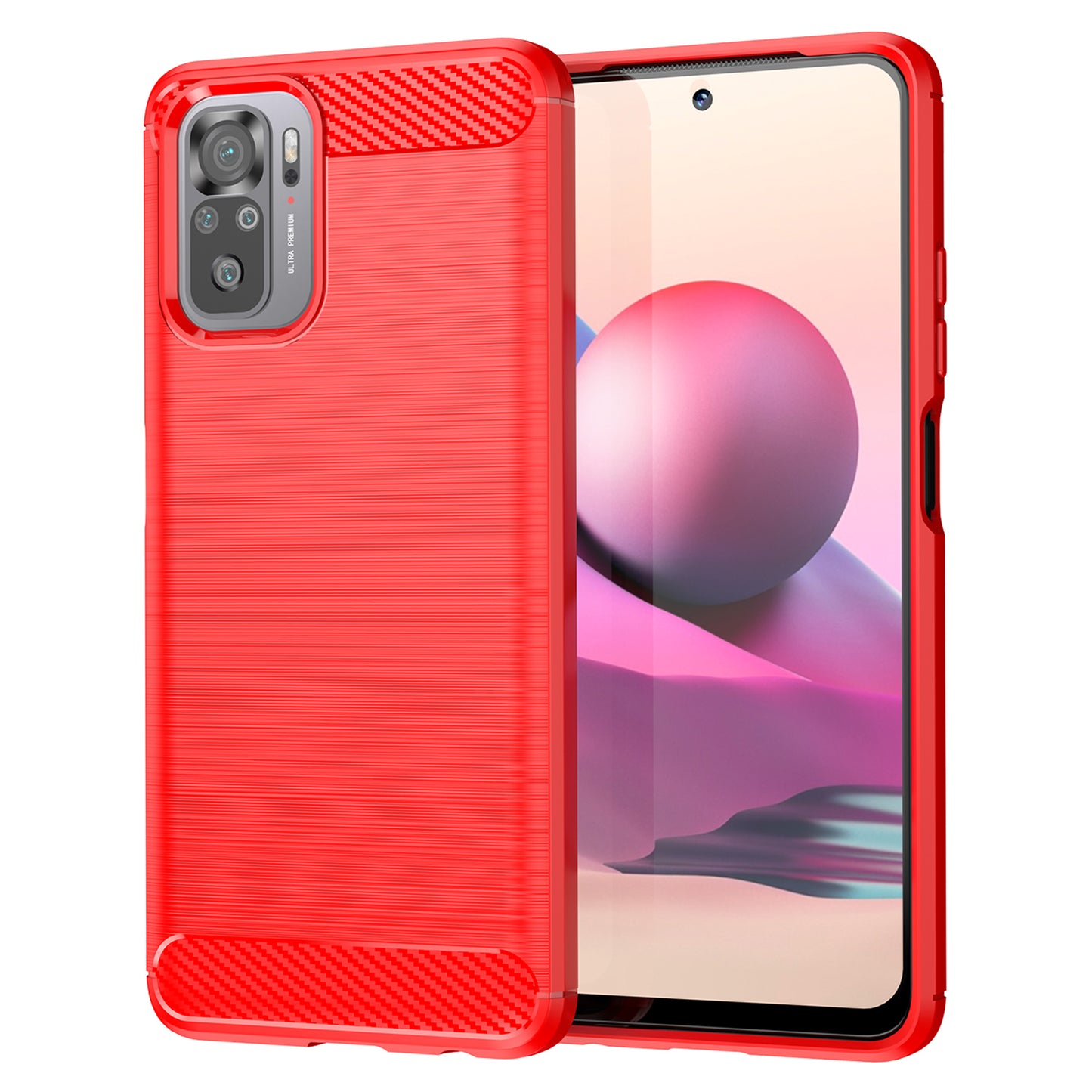 1.8mm All-round Shockproof Brushed Carbon Fiber Texture TPU Back Case Mobile Phone Cover for Xiaomi Poco M5s 4G / Redmi Note 10 4G / Redmi Note 10S 4G