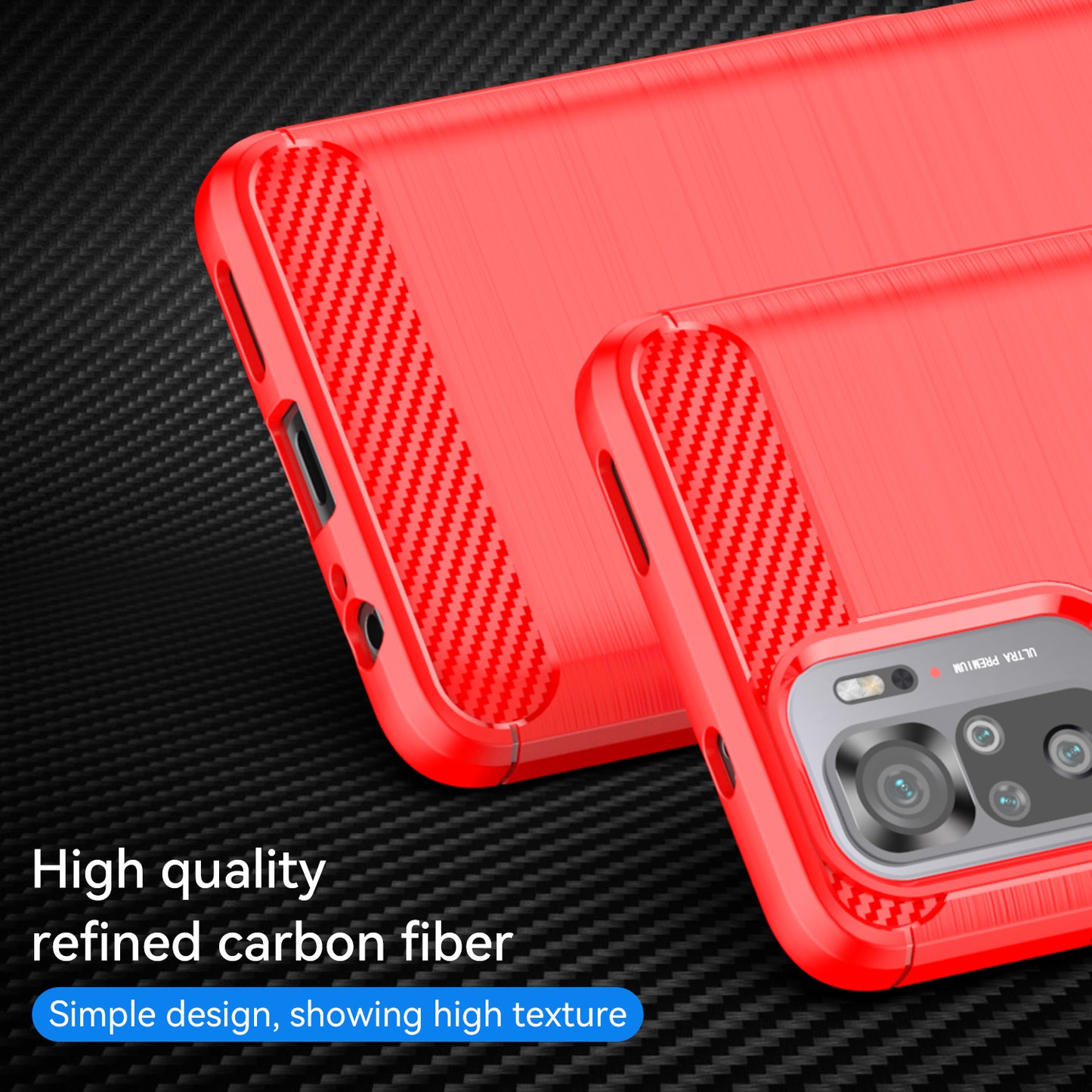 1.8mm All-round Shockproof Brushed Carbon Fiber Texture TPU Back Case Mobile Phone Cover for Xiaomi Poco M5s 4G / Redmi Note 10 4G / Redmi Note 10S 4G