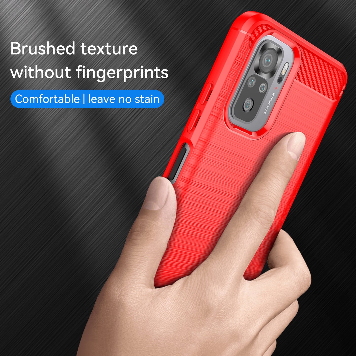 1.8mm All-round Shockproof Brushed Carbon Fiber Texture TPU Back Case Mobile Phone Cover for Xiaomi Poco M5s 4G / Redmi Note 10 4G / Redmi Note 10S 4G