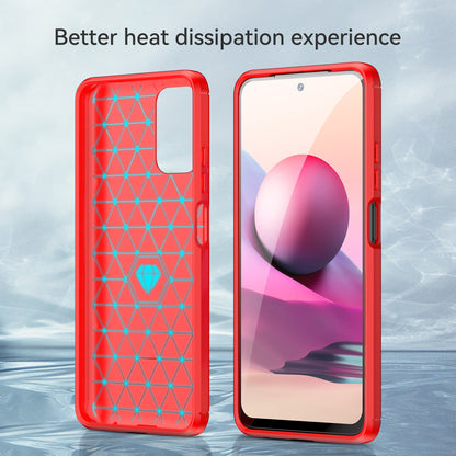 1.8mm All-round Shockproof Brushed Carbon Fiber Texture TPU Back Case Mobile Phone Cover for Xiaomi Poco M5s 4G / Redmi Note 10 4G / Redmi Note 10S 4G