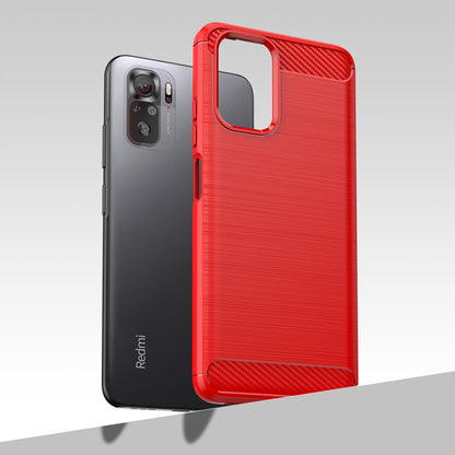 1.8mm All-round Shockproof Brushed Carbon Fiber Texture TPU Back Case Mobile Phone Cover for Xiaomi Poco M5s 4G / Redmi Note 10 4G / Redmi Note 10S 4G