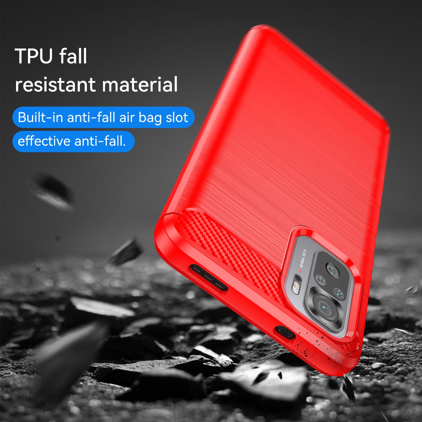 1.8mm All-round Shockproof Brushed Carbon Fiber Texture TPU Back Case Mobile Phone Cover for Xiaomi Poco M5s 4G / Redmi Note 10 4G / Redmi Note 10S 4G