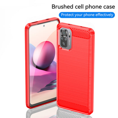 1.8mm All-round Shockproof Brushed Carbon Fiber Texture TPU Back Case Mobile Phone Cover for Xiaomi Poco M5s 4G / Redmi Note 10 4G / Redmi Note 10S 4G