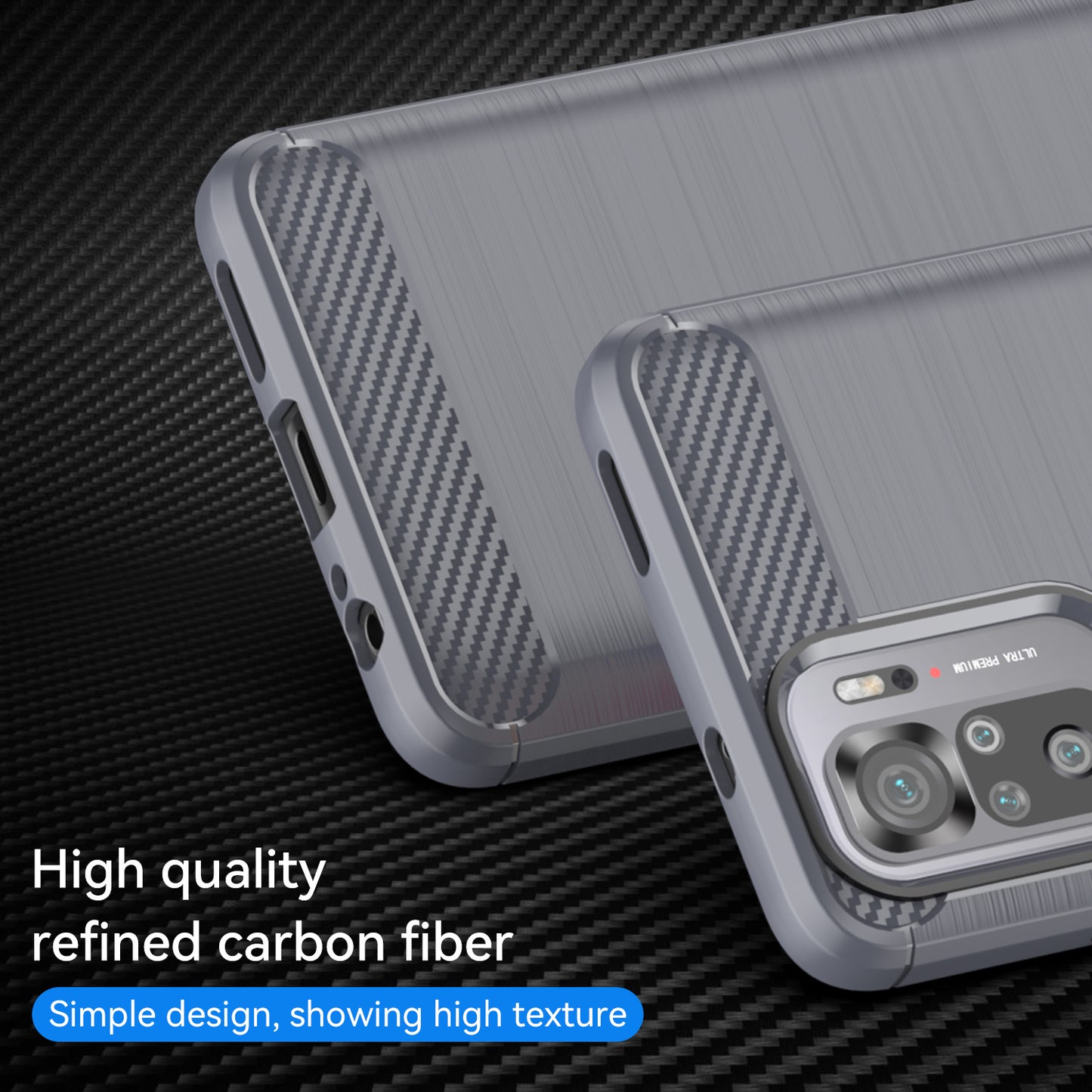 1.8mm All-round Shockproof Brushed Carbon Fiber Texture TPU Back Case Mobile Phone Cover for Xiaomi Poco M5s 4G / Redmi Note 10 4G / Redmi Note 10S 4G