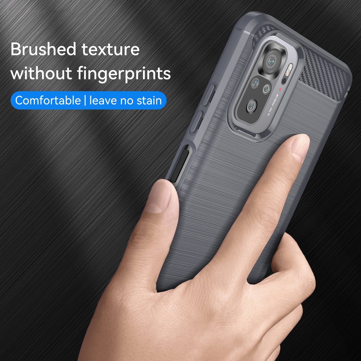 1.8mm All-round Shockproof Brushed Carbon Fiber Texture TPU Back Case Mobile Phone Cover for Xiaomi Poco M5s 4G / Redmi Note 10 4G / Redmi Note 10S 4G