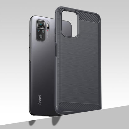1.8mm All-round Shockproof Brushed Carbon Fiber Texture TPU Back Case Mobile Phone Cover for Xiaomi Poco M5s 4G / Redmi Note 10 4G / Redmi Note 10S 4G