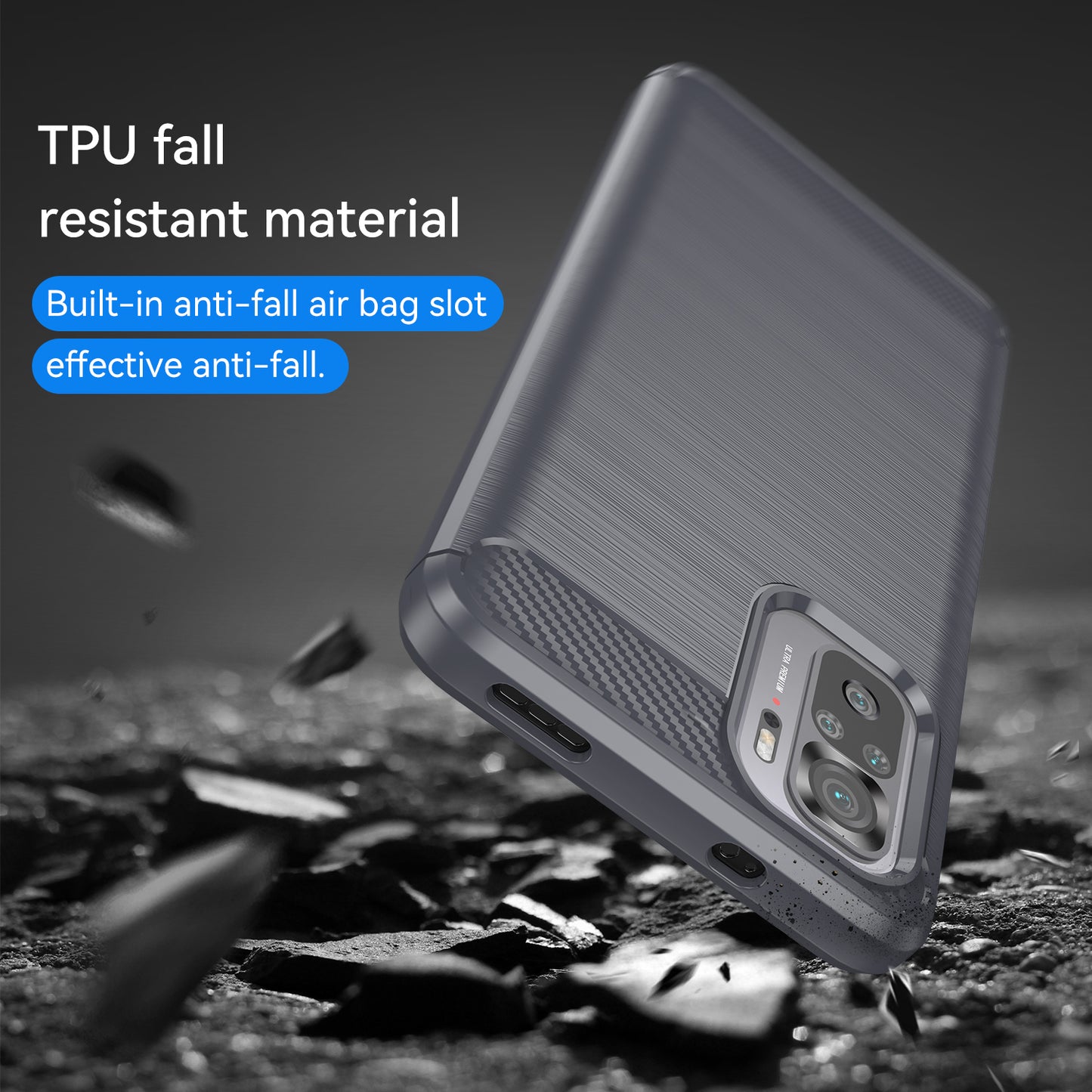 1.8mm All-round Shockproof Brushed Carbon Fiber Texture TPU Back Case Mobile Phone Cover for Xiaomi Poco M5s 4G / Redmi Note 10 4G / Redmi Note 10S 4G