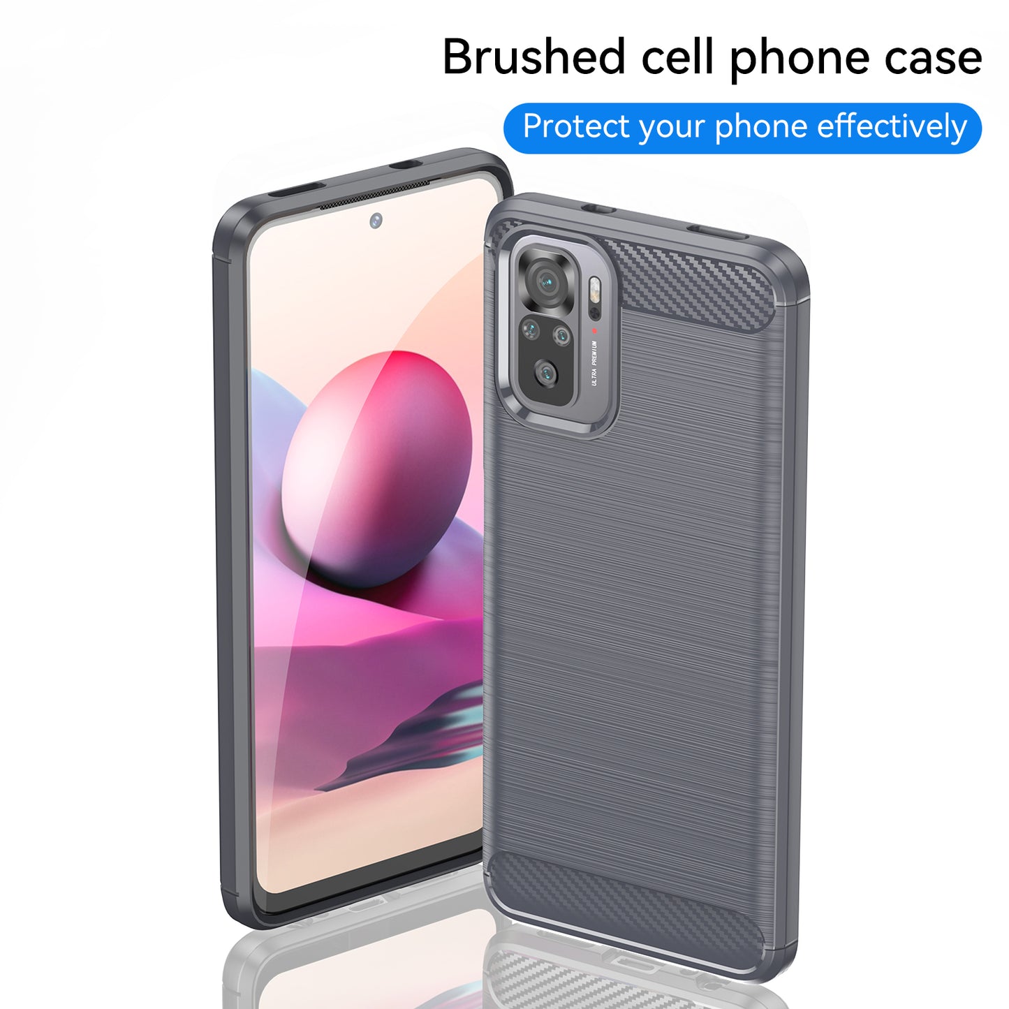 1.8mm All-round Shockproof Brushed Carbon Fiber Texture TPU Back Case Mobile Phone Cover for Xiaomi Poco M5s 4G / Redmi Note 10 4G / Redmi Note 10S 4G