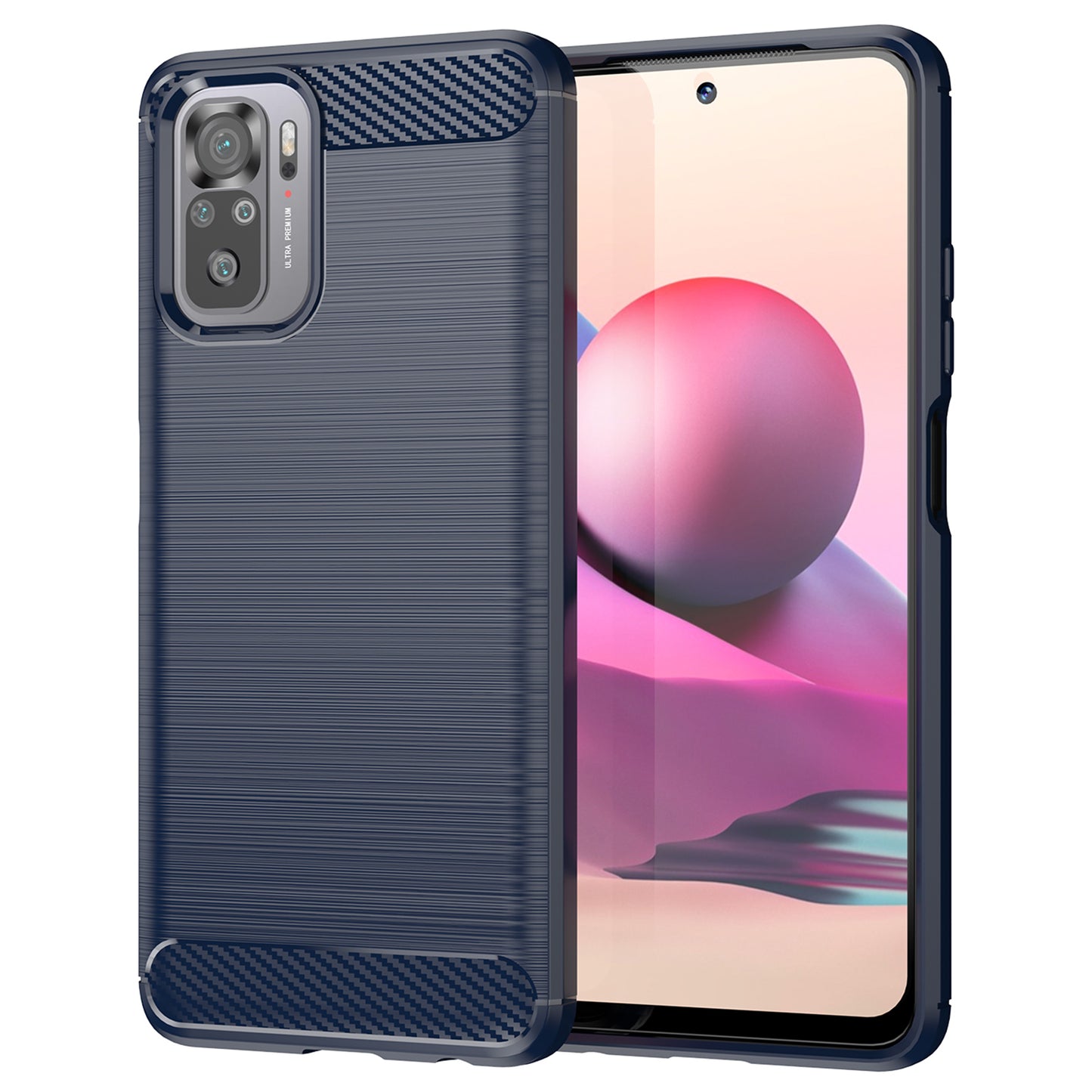 1.8mm All-round Shockproof Brushed Carbon Fiber Texture TPU Back Case Mobile Phone Cover for Xiaomi Poco M5s 4G / Redmi Note 10 4G / Redmi Note 10S 4G