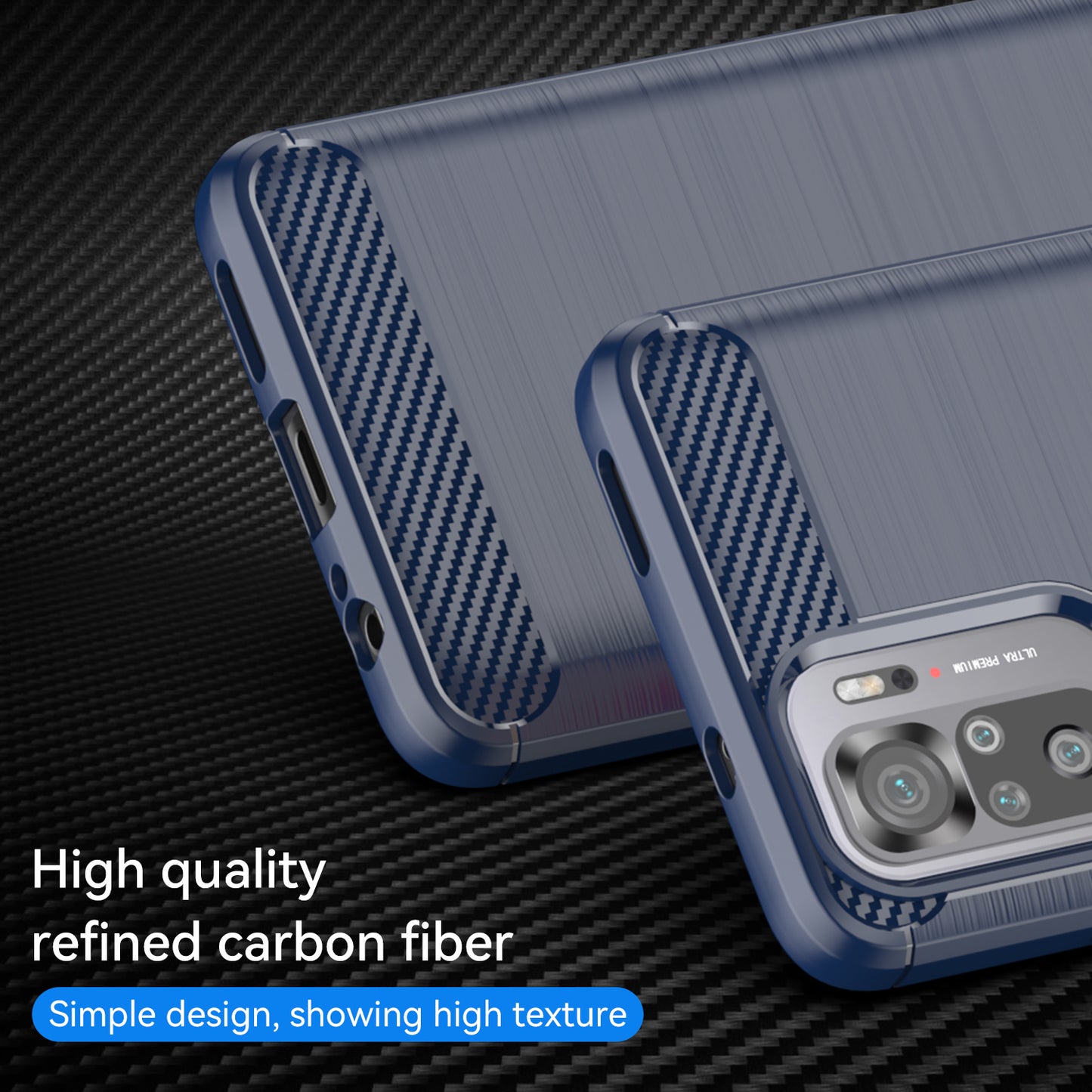 1.8mm All-round Shockproof Brushed Carbon Fiber Texture TPU Back Case Mobile Phone Cover for Xiaomi Poco M5s 4G / Redmi Note 10 4G / Redmi Note 10S 4G