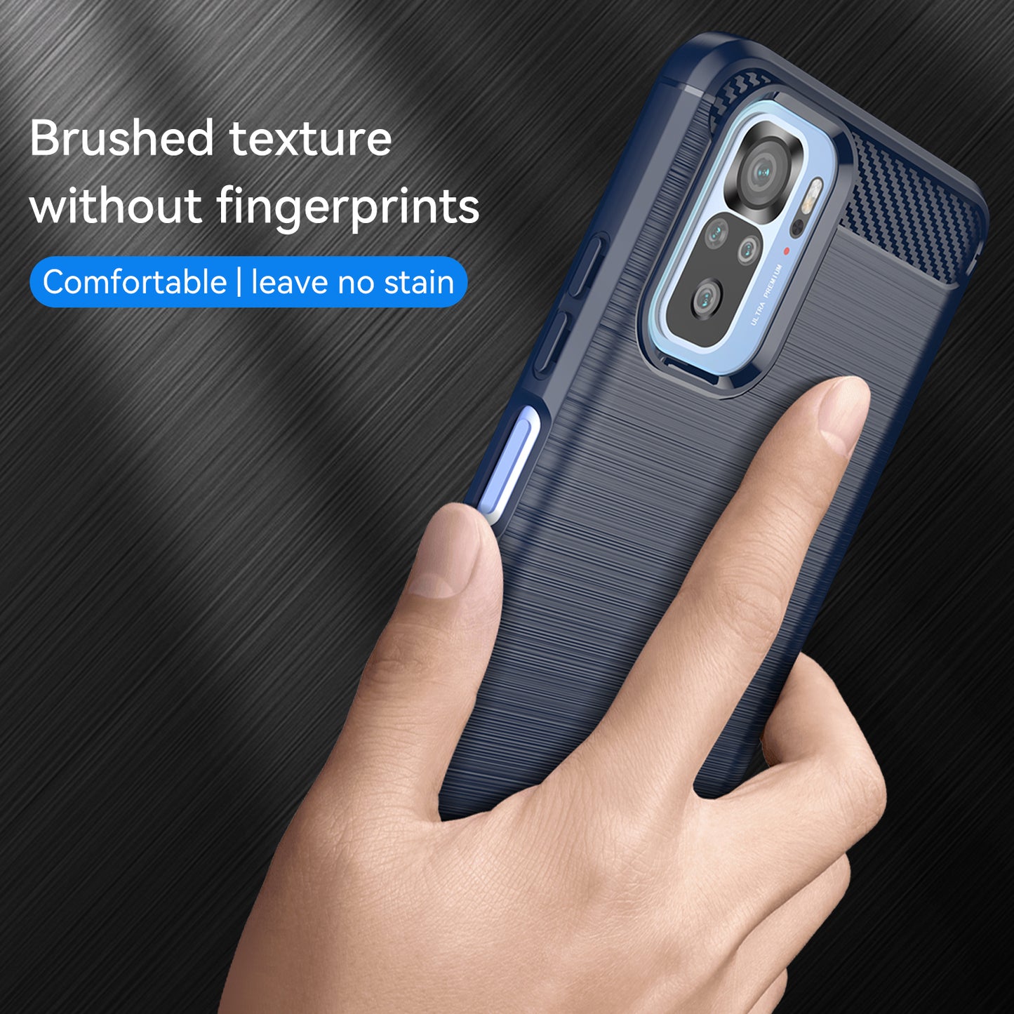 1.8mm All-round Shockproof Brushed Carbon Fiber Texture TPU Back Case Mobile Phone Cover for Xiaomi Poco M5s 4G / Redmi Note 10 4G / Redmi Note 10S 4G