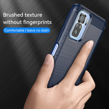 1.8mm All-round Shockproof Brushed Carbon Fiber Texture TPU Back Case Mobile Phone Cover for Xiaomi Poco M5s 4G / Redmi Note 10 4G / Redmi Note 10S 4G