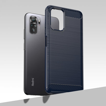 1.8mm All-round Shockproof Brushed Carbon Fiber Texture TPU Back Case Mobile Phone Cover for Xiaomi Poco M5s 4G / Redmi Note 10 4G / Redmi Note 10S 4G