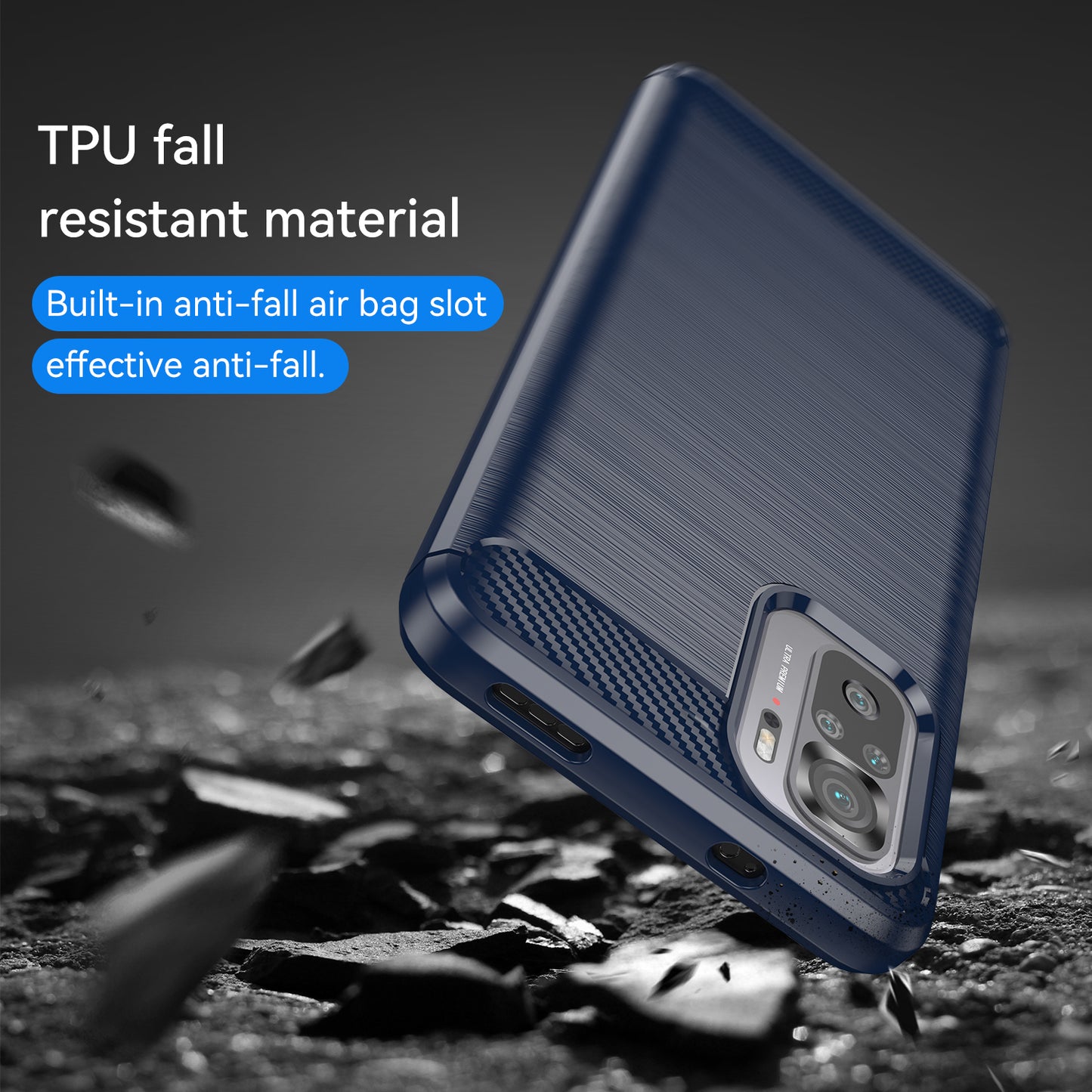 1.8mm All-round Shockproof Brushed Carbon Fiber Texture TPU Back Case Mobile Phone Cover for Xiaomi Poco M5s 4G / Redmi Note 10 4G / Redmi Note 10S 4G