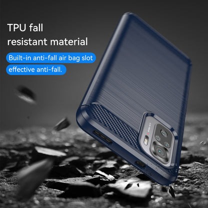1.8mm All-round Shockproof Brushed Carbon Fiber Texture TPU Back Case Mobile Phone Cover for Xiaomi Poco M5s 4G / Redmi Note 10 4G / Redmi Note 10S 4G
