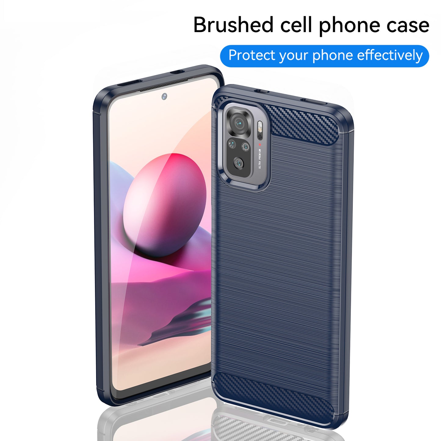 1.8mm All-round Shockproof Brushed Carbon Fiber Texture TPU Back Case Mobile Phone Cover for Xiaomi Poco M5s 4G / Redmi Note 10 4G / Redmi Note 10S 4G