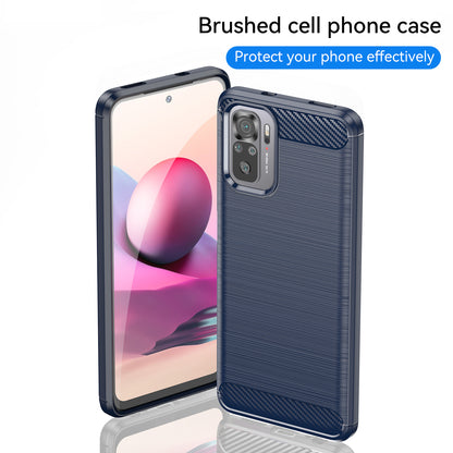 1.8mm All-round Shockproof Brushed Carbon Fiber Texture TPU Back Case Mobile Phone Cover for Xiaomi Poco M5s 4G / Redmi Note 10 4G / Redmi Note 10S 4G