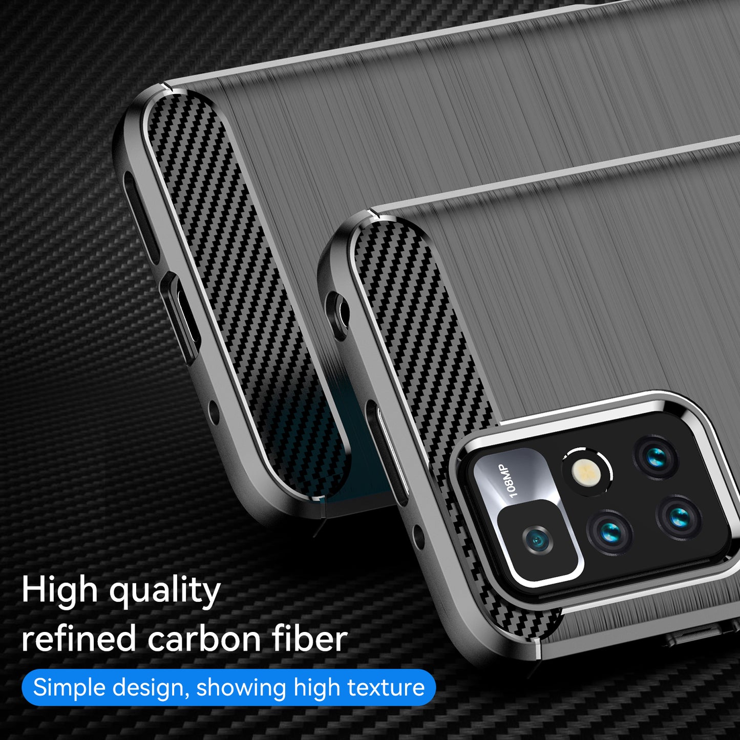 1.8mm Stain-resistant Brushed Carbon Fiber Texture TPU Back Case Mobile Phone Cover for Xiaomi Redmi Note 11 4G (MediaTek)/Redmi 10 4G (2021)/Redmi 10 2022 4G/10 Prime
