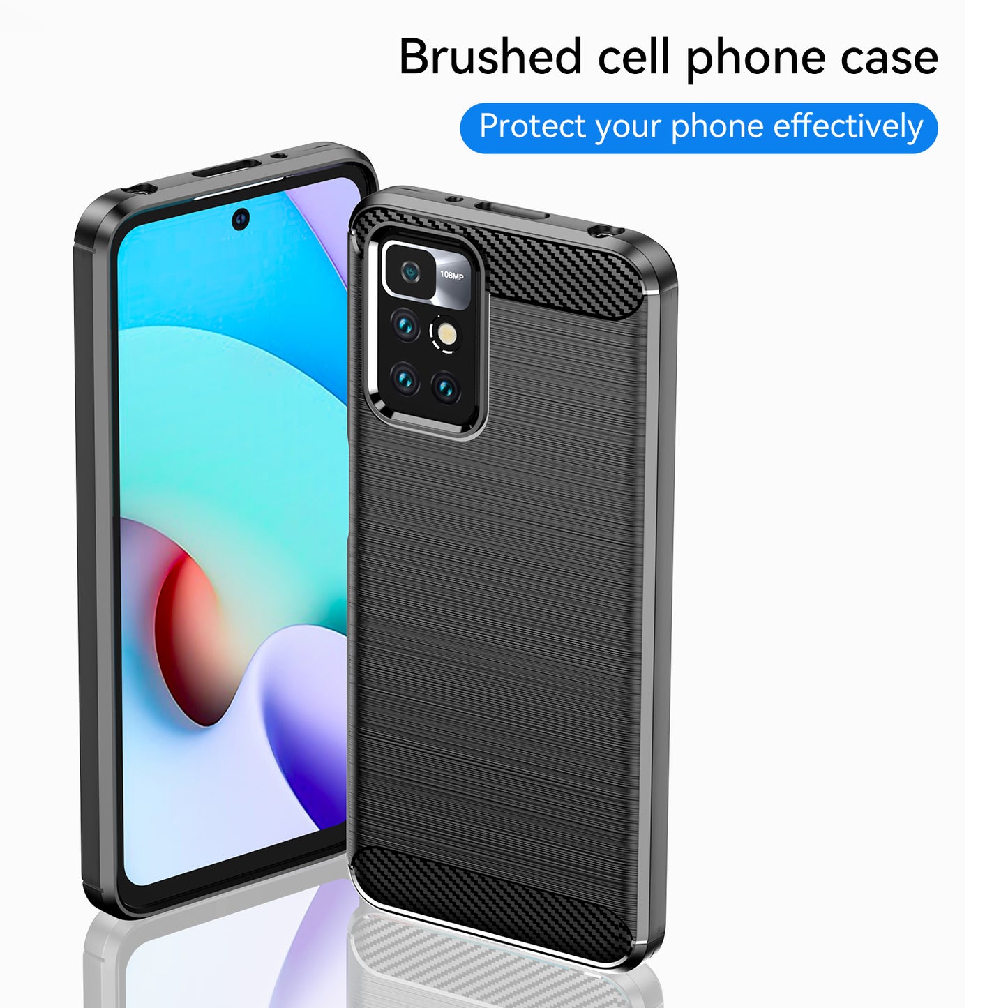 1.8mm Stain-resistant Brushed Carbon Fiber Texture TPU Back Case Mobile Phone Cover for Xiaomi Redmi Note 11 4G (MediaTek)/Redmi 10 4G (2021)/Redmi 10 2022 4G/10 Prime
