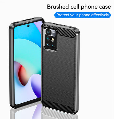 1.8mm Stain-resistant Brushed Carbon Fiber Texture TPU Back Case Mobile Phone Cover for Xiaomi Redmi Note 11 4G (MediaTek)/Redmi 10 4G (2021)/Redmi 10 2022 4G/10 Prime