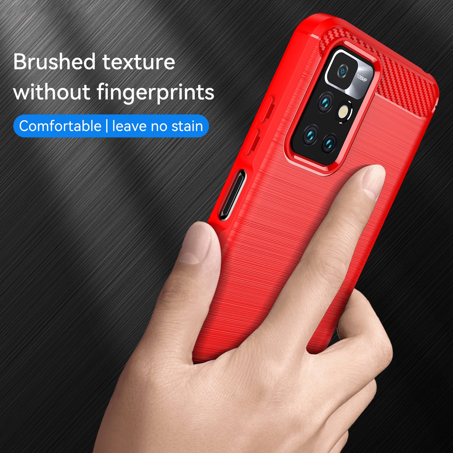 1.8mm Stain-resistant Brushed Carbon Fiber Texture TPU Back Case Mobile Phone Cover for Xiaomi Redmi Note 11 4G (MediaTek)/Redmi 10 4G (2021)/Redmi 10 2022 4G/10 Prime