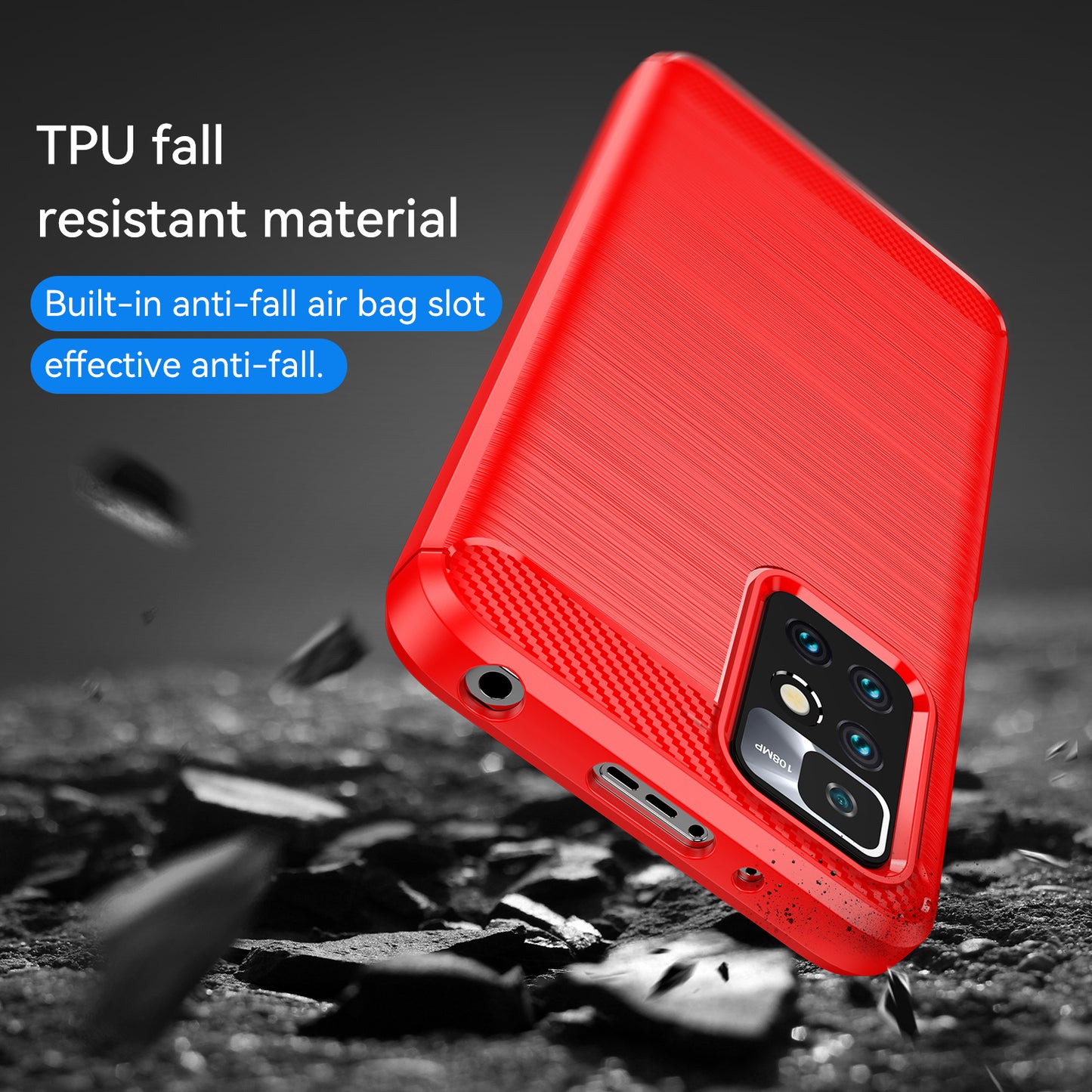 1.8mm Stain-resistant Brushed Carbon Fiber Texture TPU Back Case Mobile Phone Cover for Xiaomi Redmi Note 11 4G (MediaTek)/Redmi 10 4G (2021)/Redmi 10 2022 4G/10 Prime
