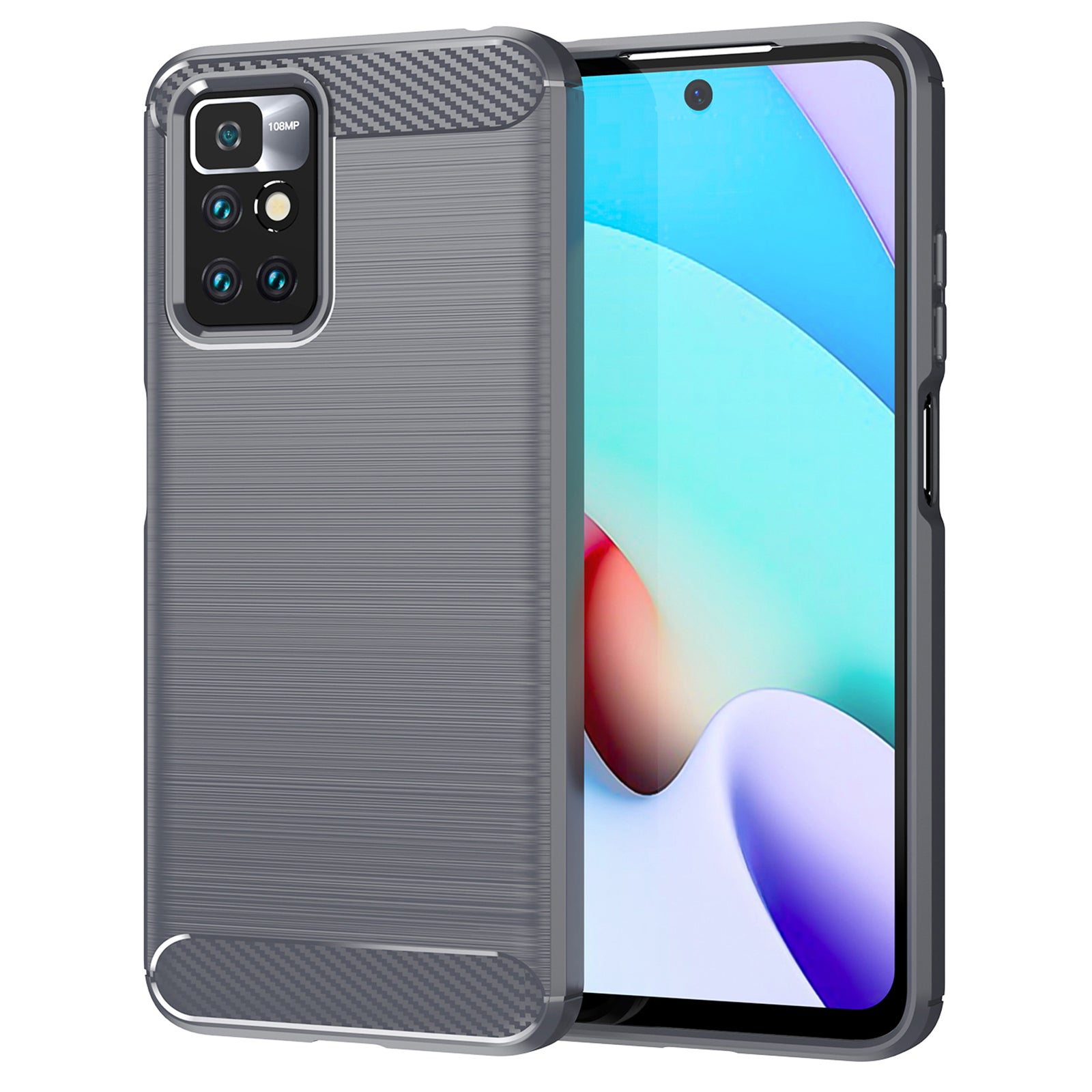 1.8mm Stain-resistant Brushed Carbon Fiber Texture TPU Back Case Mobile Phone Cover for Xiaomi Redmi Note 11 4G (MediaTek)/Redmi 10 4G (2021)/Redmi 10 2022 4G/10 Prime