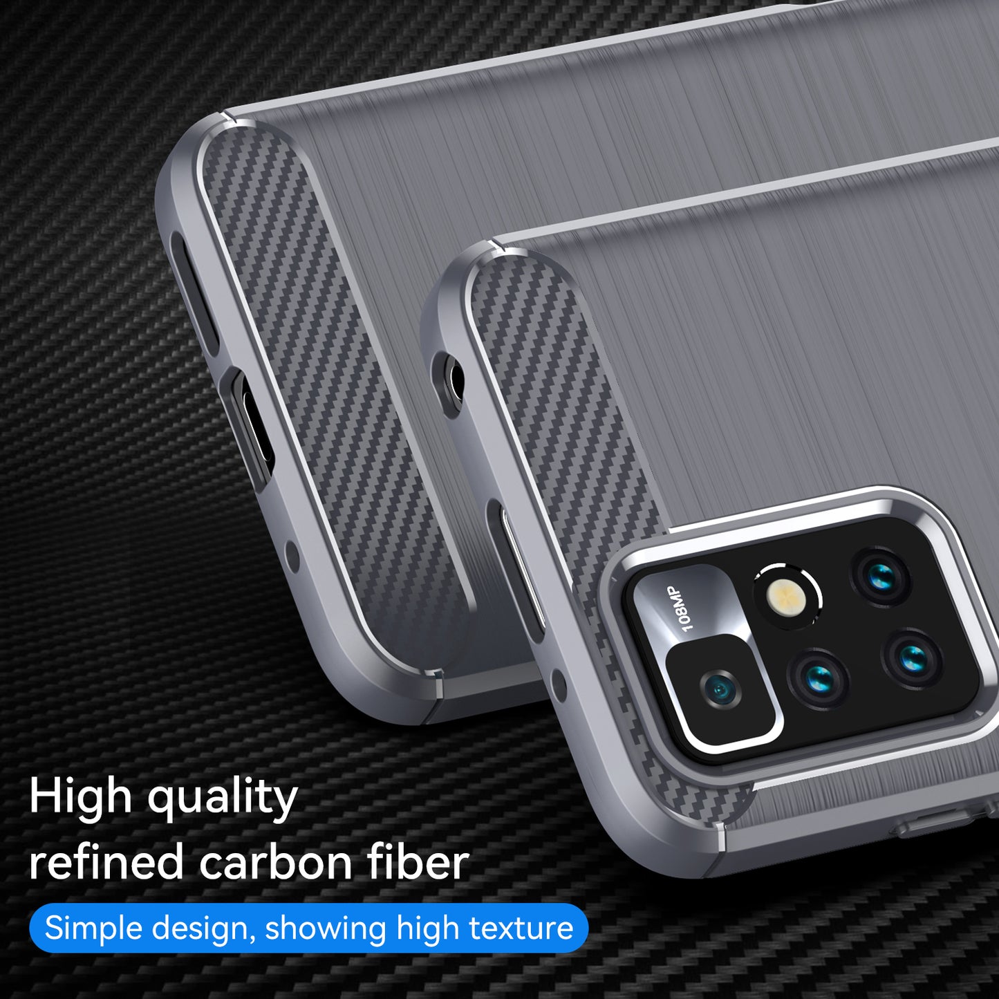 1.8mm Stain-resistant Brushed Carbon Fiber Texture TPU Back Case Mobile Phone Cover for Xiaomi Redmi Note 11 4G (MediaTek)/Redmi 10 4G (2021)/Redmi 10 2022 4G/10 Prime