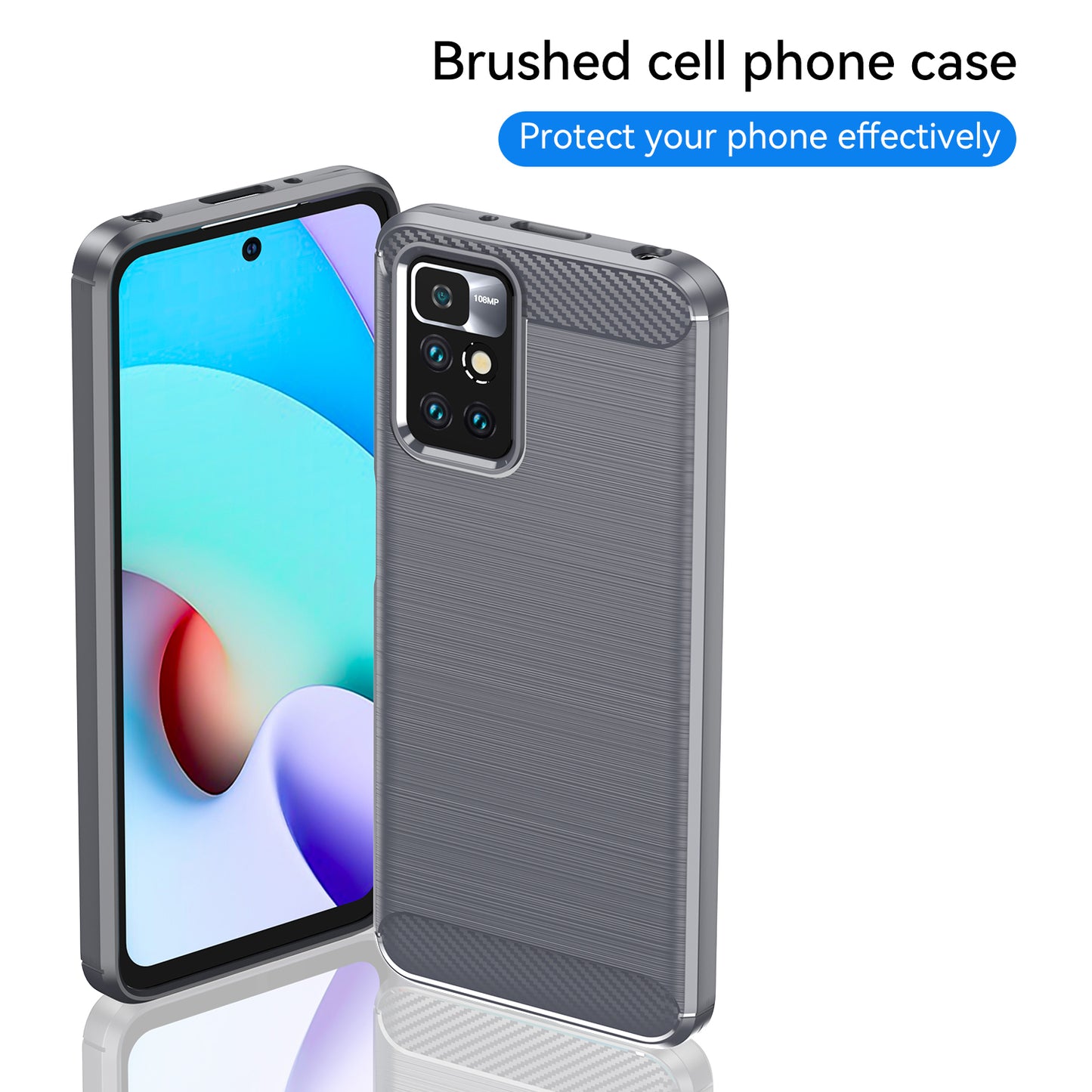 1.8mm Stain-resistant Brushed Carbon Fiber Texture TPU Back Case Mobile Phone Cover for Xiaomi Redmi Note 11 4G (MediaTek)/Redmi 10 4G (2021)/Redmi 10 2022 4G/10 Prime