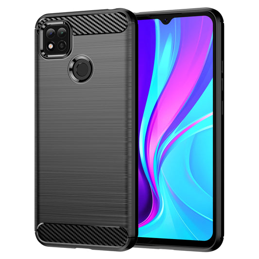 1.8mm Brushed Carbon Fiber Texture TPU Back Case Anti-fall Mobile Phone Cover for Xiaomi Poco C3/Poco C31/Redmi 9C/9C NFC/9 (India)/9 Activ