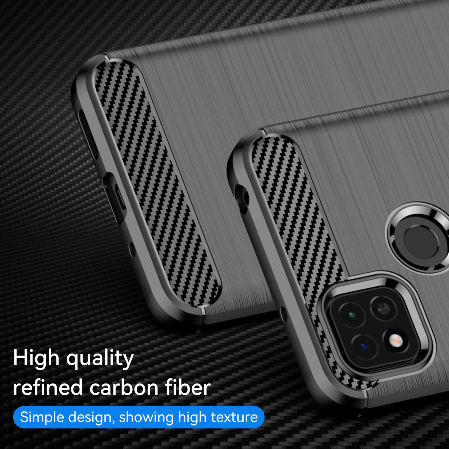 1.8mm Brushed Carbon Fiber Texture TPU Back Case Anti-fall Mobile Phone Cover for Xiaomi Poco C3/Poco C31/Redmi 9C/9C NFC/9 (India)/9 Activ
