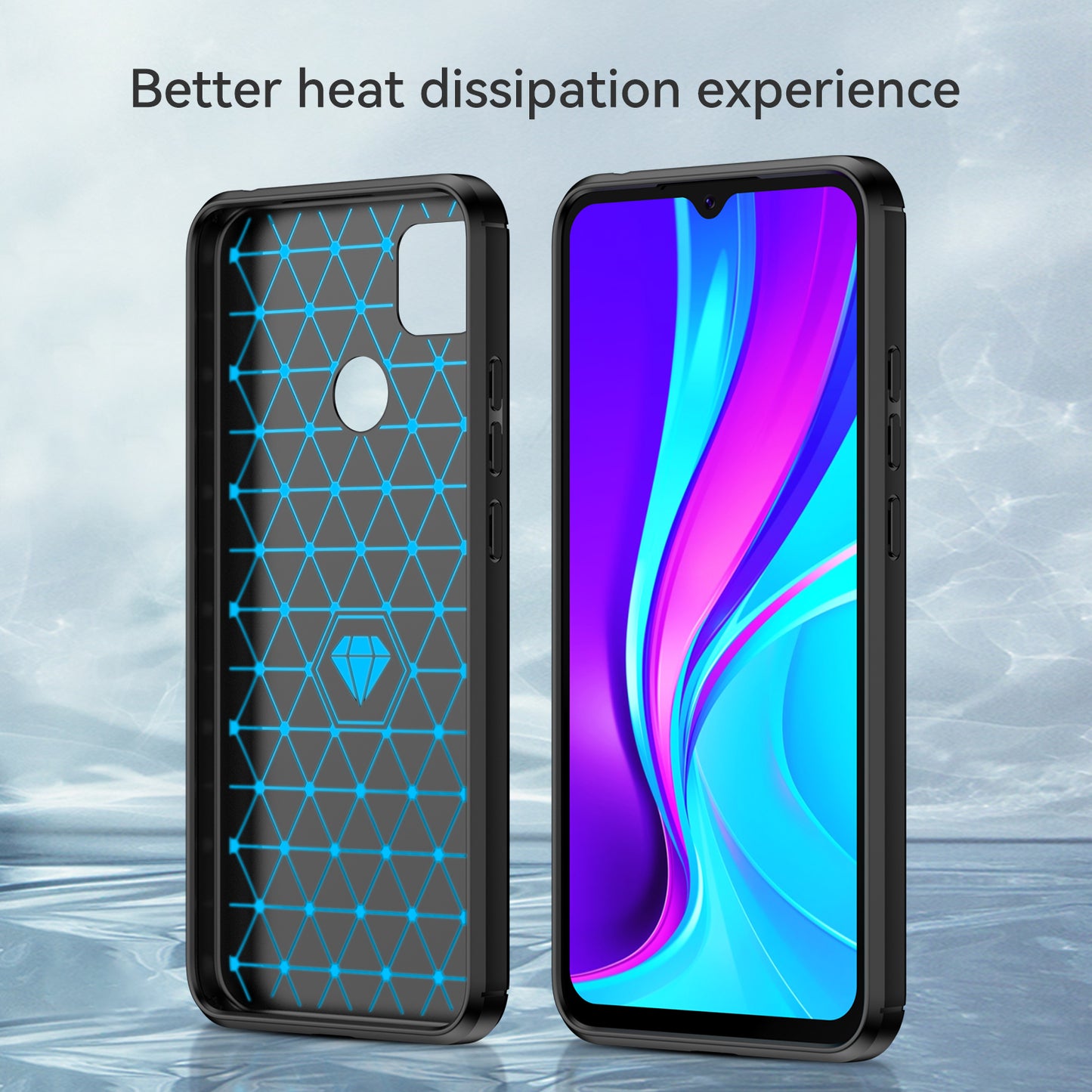 1.8mm Brushed Carbon Fiber Texture TPU Back Case Anti-fall Mobile Phone Cover for Xiaomi Poco C3/Poco C31/Redmi 9C/9C NFC/9 (India)/9 Activ