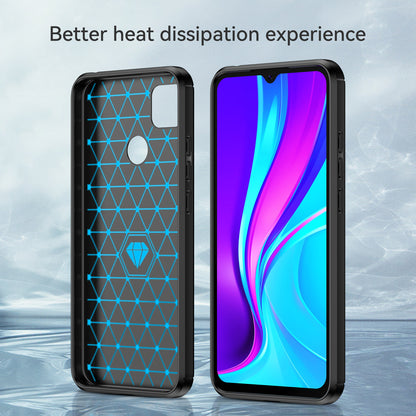 1.8mm Brushed Carbon Fiber Texture TPU Back Case Anti-fall Mobile Phone Cover for Xiaomi Poco C3/Poco C31/Redmi 9C/9C NFC/9 (India)/9 Activ