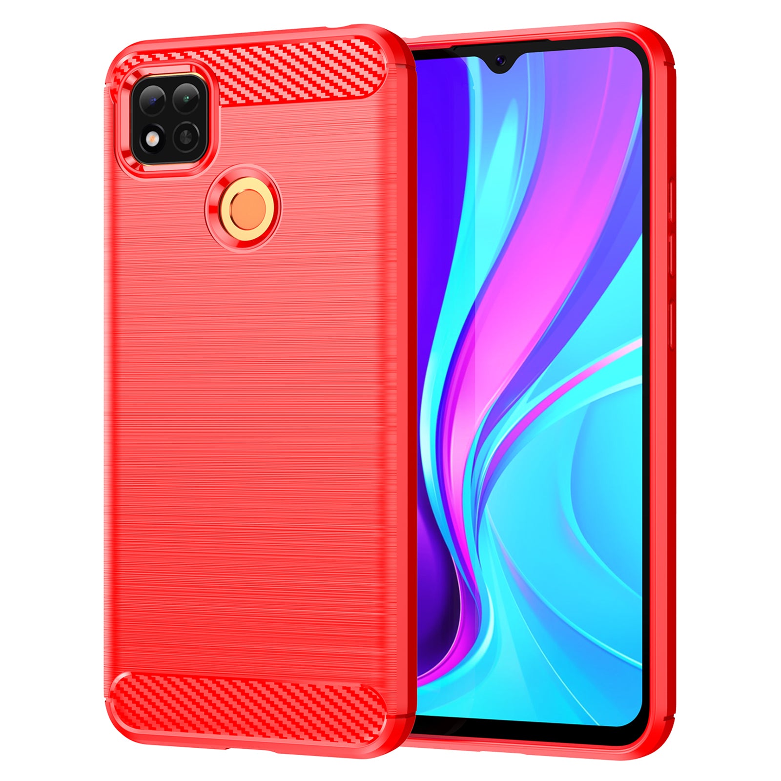 1.8mm Brushed Carbon Fiber Texture TPU Back Case Anti-fall Mobile Phone Cover for Xiaomi Poco C3/Poco C31/Redmi 9C/9C NFC/9 (India)/9 Activ