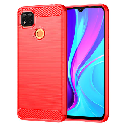 1.8mm Brushed Carbon Fiber Texture TPU Back Case Anti-fall Mobile Phone Cover for Xiaomi Poco C3/Poco C31/Redmi 9C/9C NFC/9 (India)/9 Activ