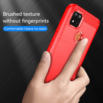 1.8mm Brushed Carbon Fiber Texture TPU Back Case Anti-fall Mobile Phone Cover for Xiaomi Poco C3/Poco C31/Redmi 9C/9C NFC/9 (India)/9 Activ