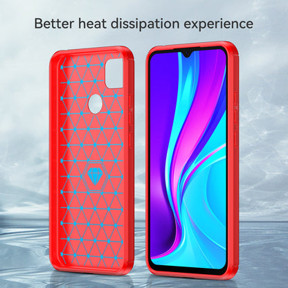 1.8mm Brushed Carbon Fiber Texture TPU Back Case Anti-fall Mobile Phone Cover for Xiaomi Poco C3/Poco C31/Redmi 9C/9C NFC/9 (India)/9 Activ