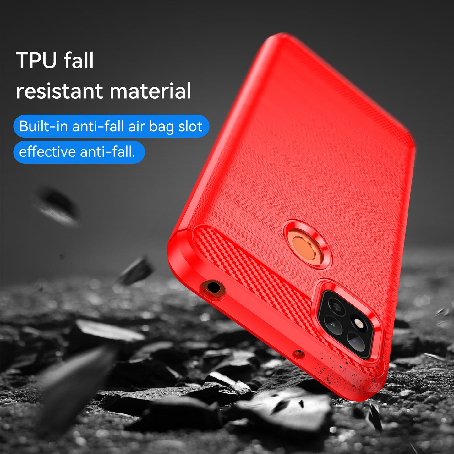 1.8mm Brushed Carbon Fiber Texture TPU Back Case Anti-fall Mobile Phone Cover for Xiaomi Poco C3/Poco C31/Redmi 9C/9C NFC/9 (India)/9 Activ