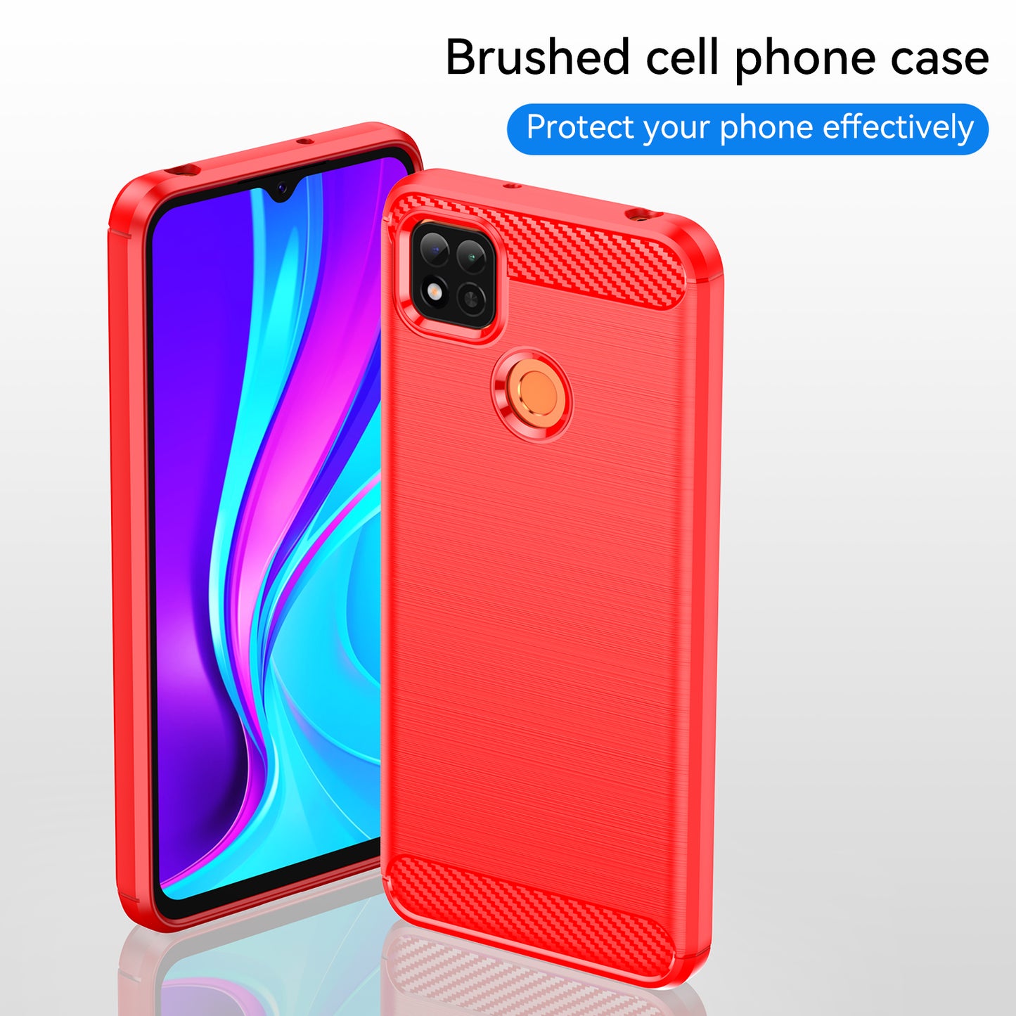1.8mm Brushed Carbon Fiber Texture TPU Back Case Anti-fall Mobile Phone Cover for Xiaomi Poco C3/Poco C31/Redmi 9C/9C NFC/9 (India)/9 Activ