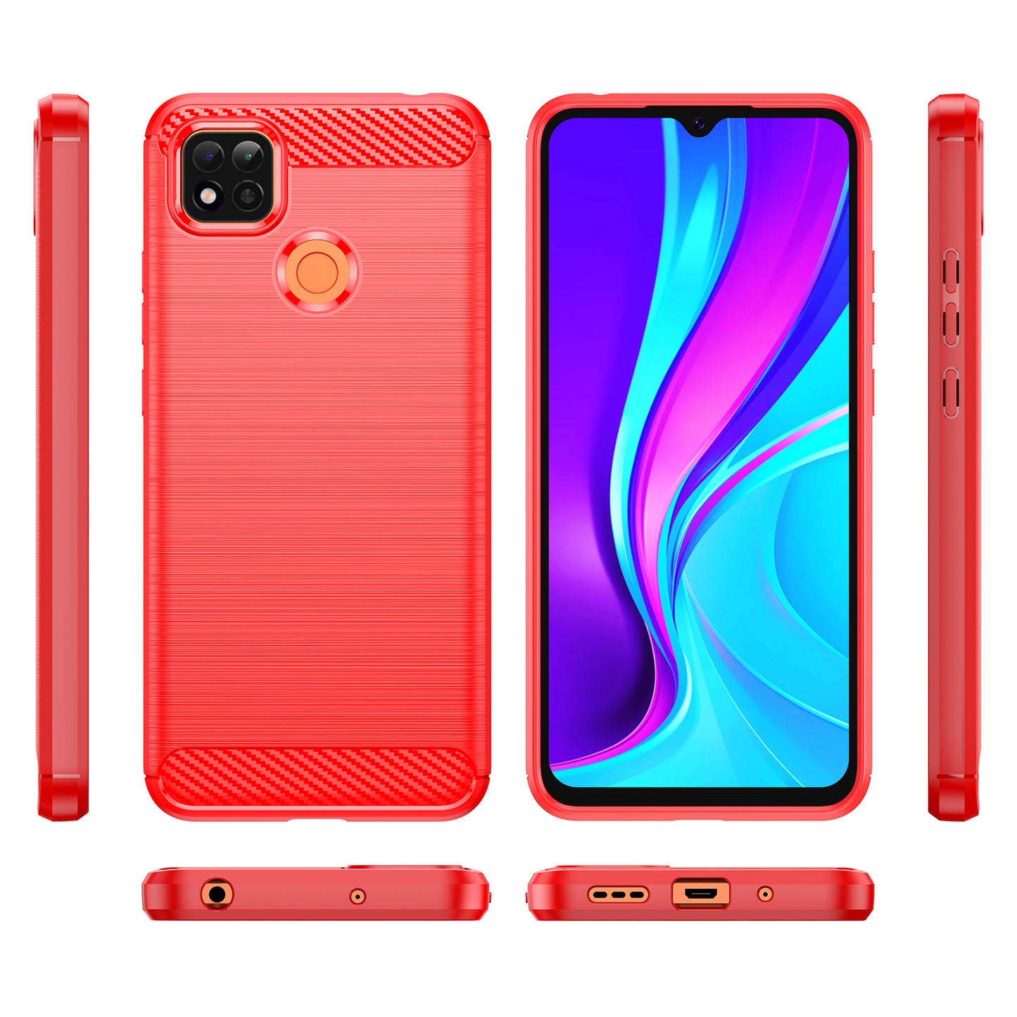 1.8mm Brushed Carbon Fiber Texture TPU Back Case Anti-fall Mobile Phone Cover for Xiaomi Poco C3/Poco C31/Redmi 9C/9C NFC/9 (India)/9 Activ