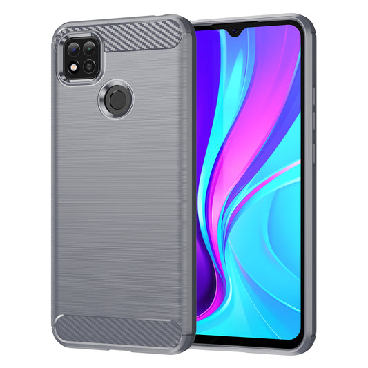 1.8mm Brushed Carbon Fiber Texture TPU Back Case Anti-fall Mobile Phone Cover for Xiaomi Poco C3/Poco C31/Redmi 9C/9C NFC/9 (India)/9 Activ
