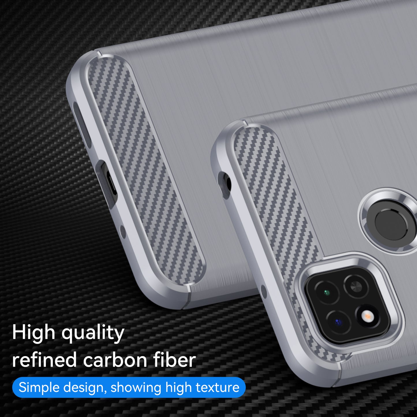1.8mm Brushed Carbon Fiber Texture TPU Back Case Anti-fall Mobile Phone Cover for Xiaomi Poco C3/Poco C31/Redmi 9C/9C NFC/9 (India)/9 Activ
